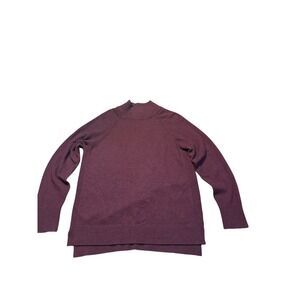 L.L Bean burgundy 100% pure Cashmere Mockneck Sweater sz m Cozycore soft granola